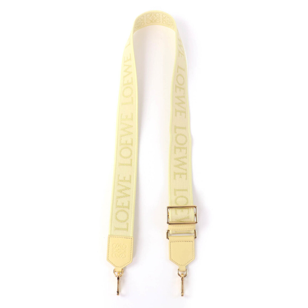 LOEWE (Loewe) Leather Trim Anagram Logo Shoulder Strap, Yellow, Gold Hardware...